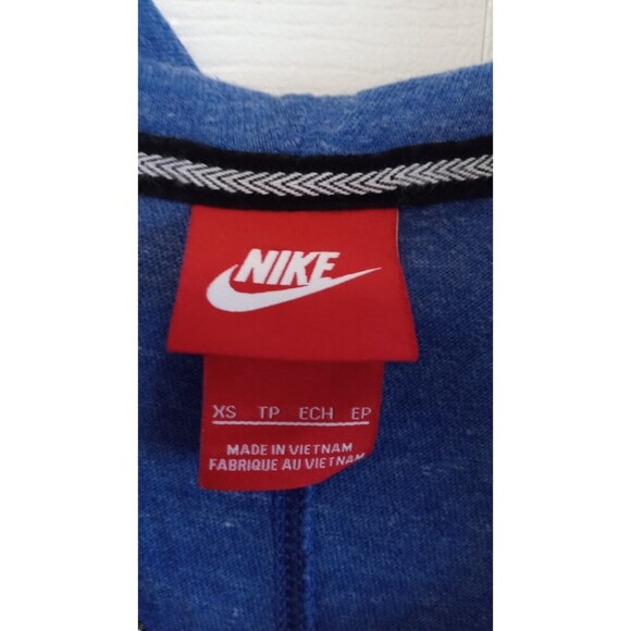 Nike Women's blue speckle long sleeve full zip hooded draw string sweater - Picture 3 of 6